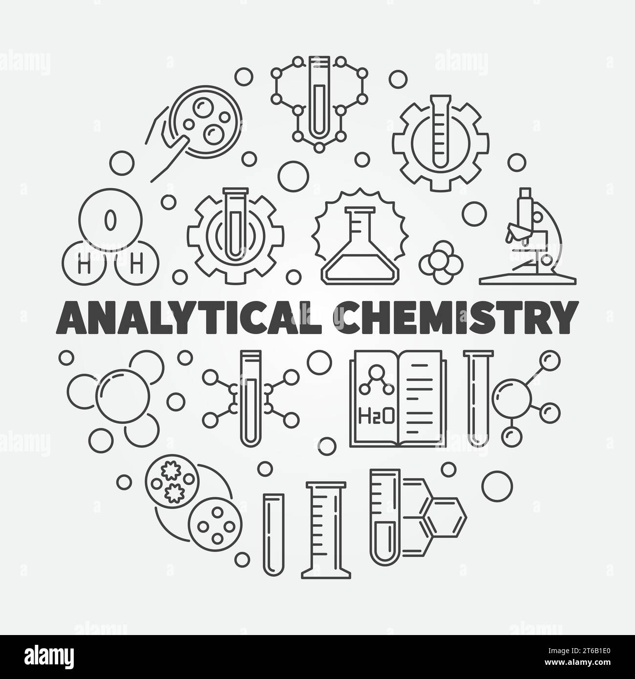 Analytical Chemistry vector concept simple round illustration in thin