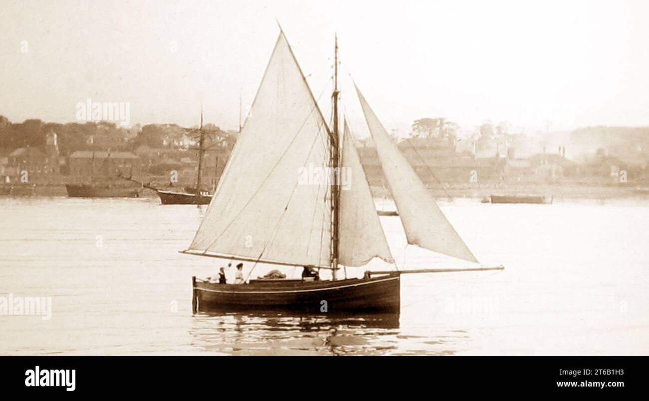 Sailing boat, Granton near Edinburgh, early 1900s Stock Photo