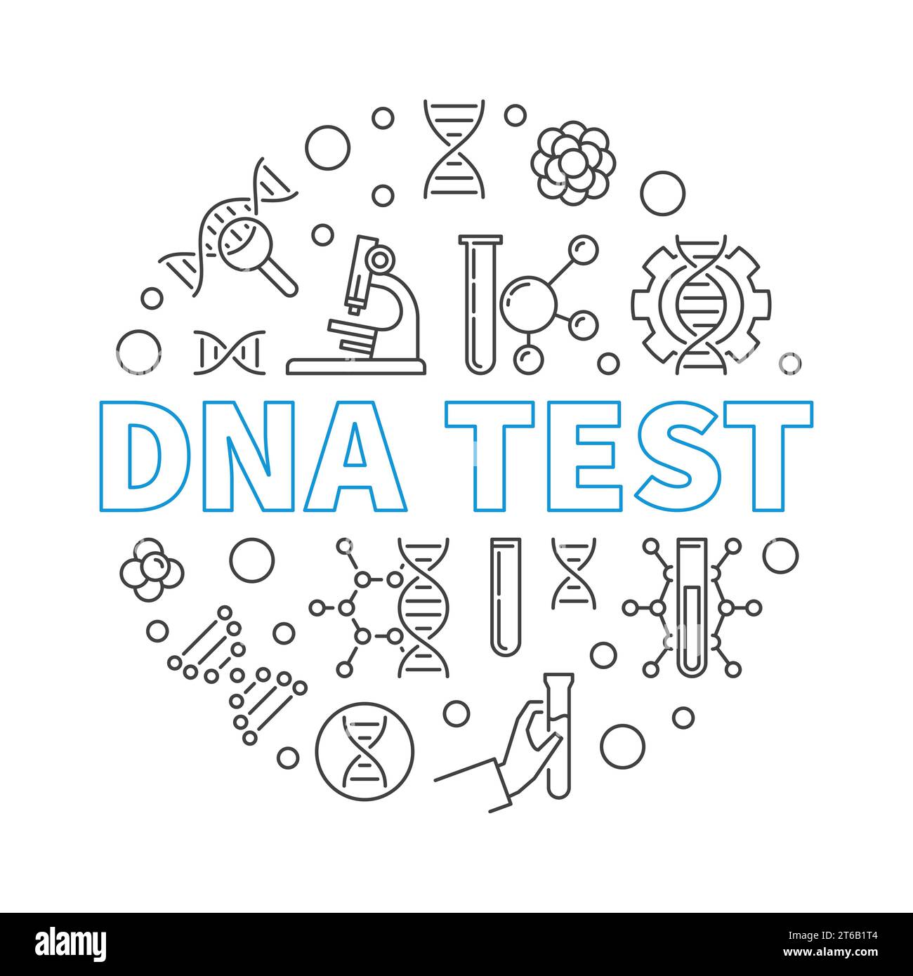 Vector DNA Test round concept illustration in outline style Stock
