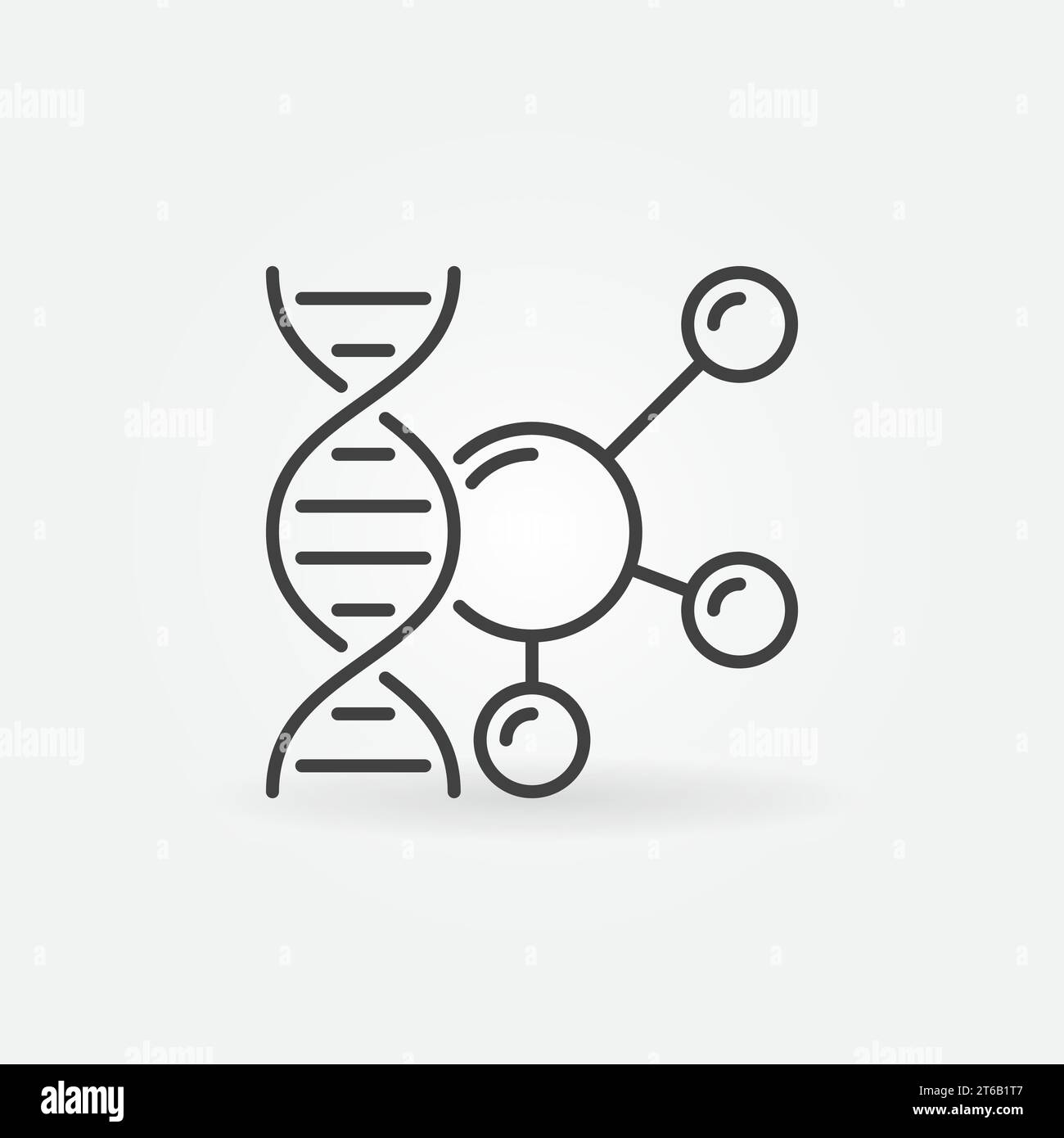 DNA with molecule vector outline icon. Genetics concept symbol in thin ...
