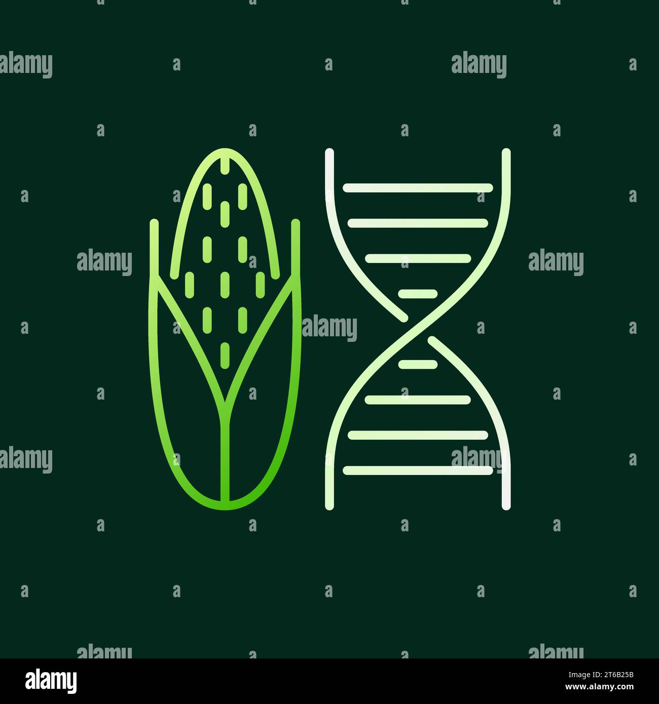 DNA with Corn vector colored linear icon or design element on dark background Stock Vector