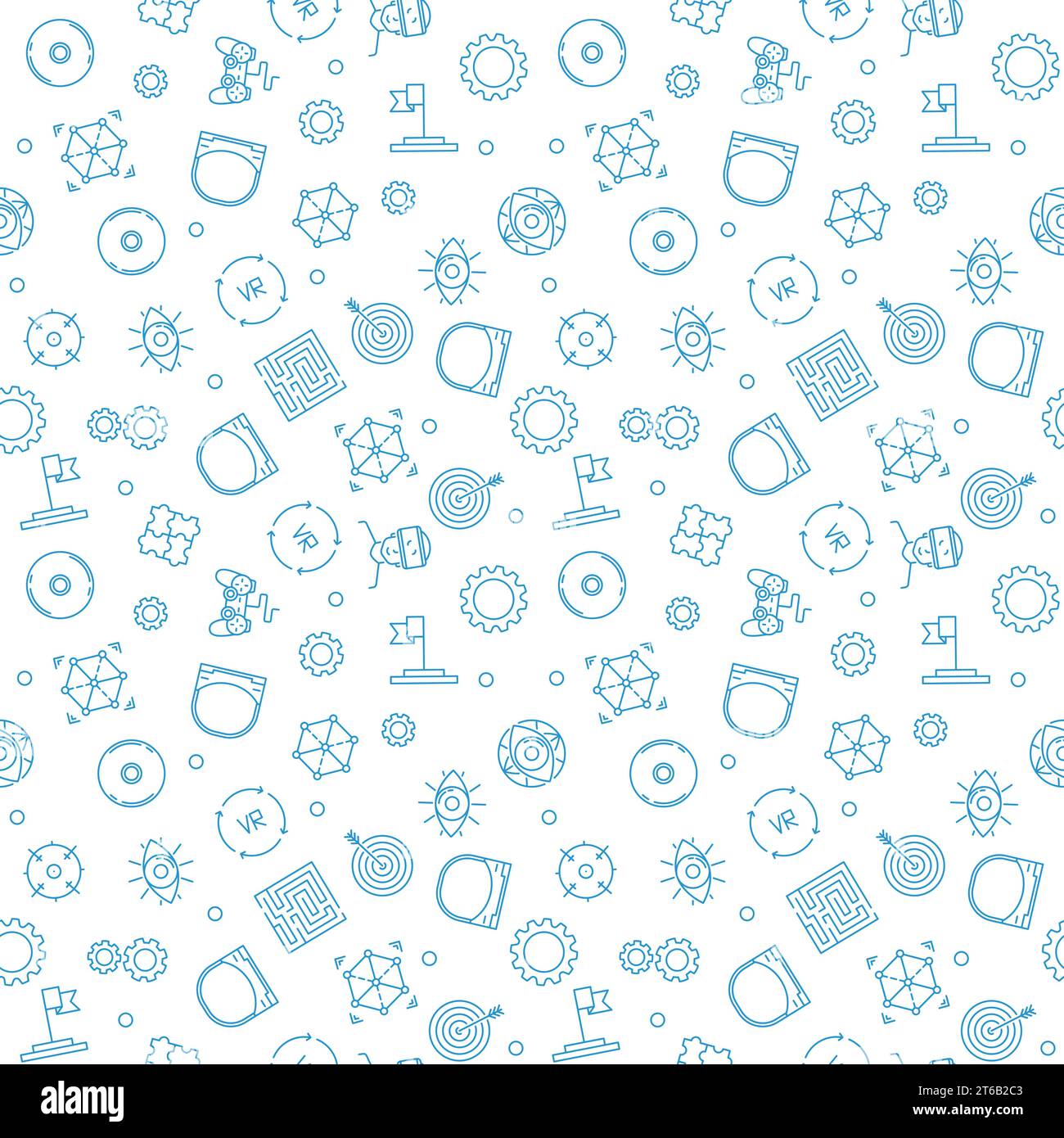 VR Virtual Reality vector concept linear seamless pattern Stock Vector