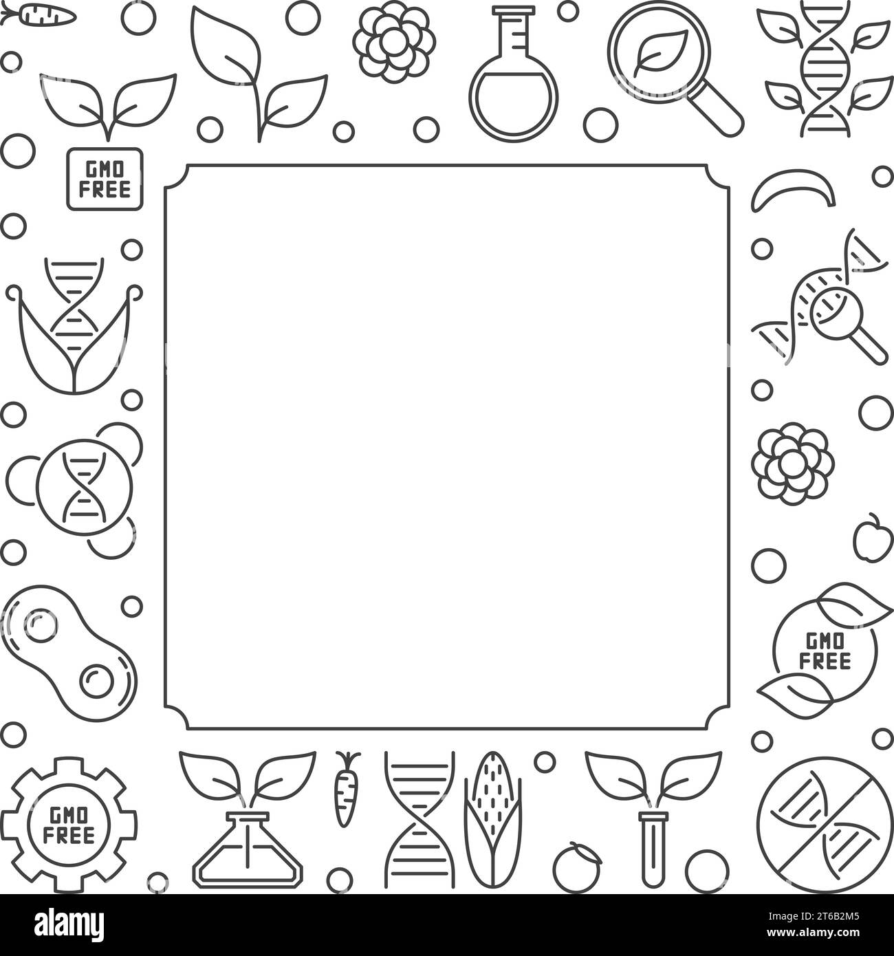 GMO Free vector square concept outline minimal frame or illustration Stock Vector