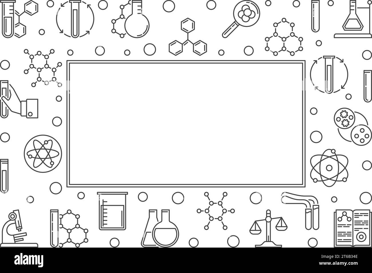 Chemistry vector minimal horizontal background with chemical outline ...