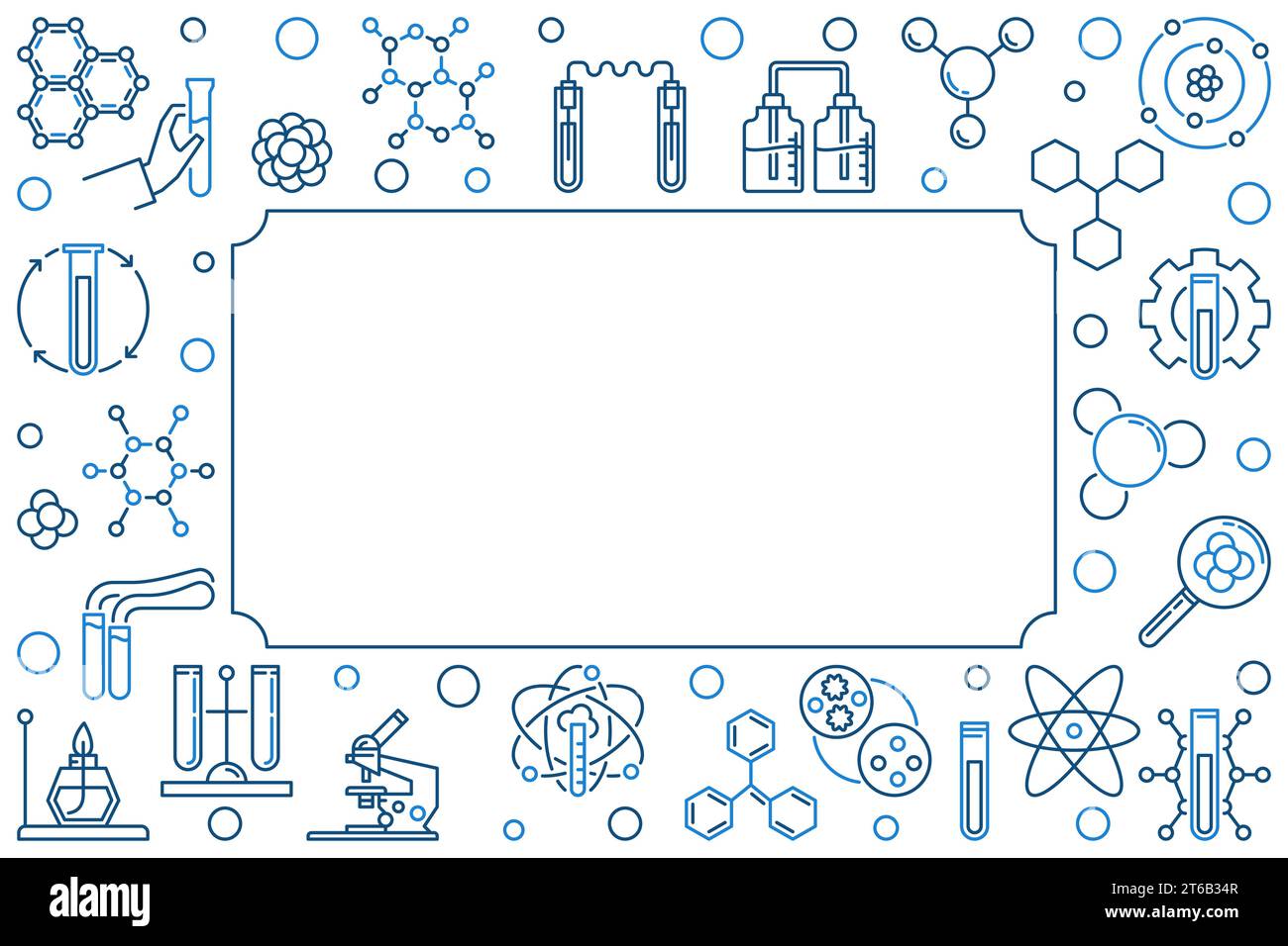 Chemistry vector creative horizontal background with chemical linear ...