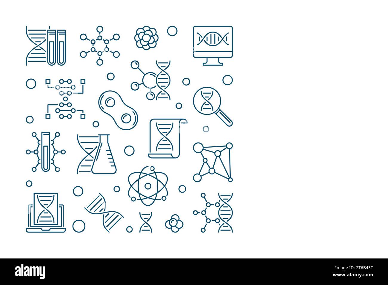 Vector Genetics square simple concept banner in thin line style Stock Vector