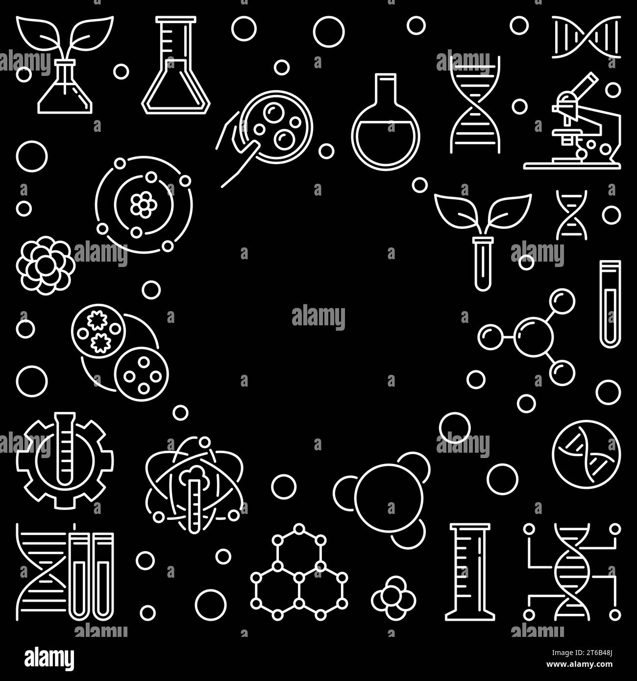 Geneticist vector concept dark frame or illustration in outline style 