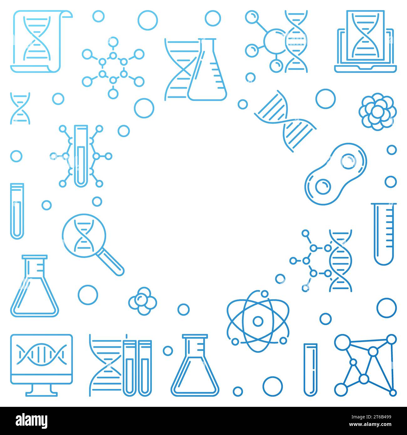 Genetics linear frame with place for your text. Vector illustration Stock Vector