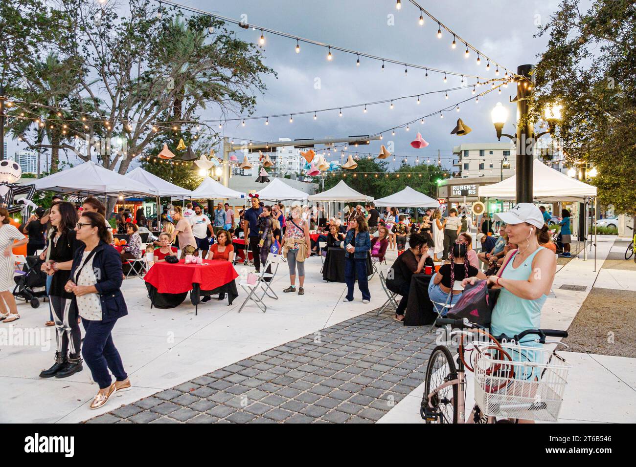 Miami Beach Florida,Normandy Isle Fountain plaza,annual Halloween