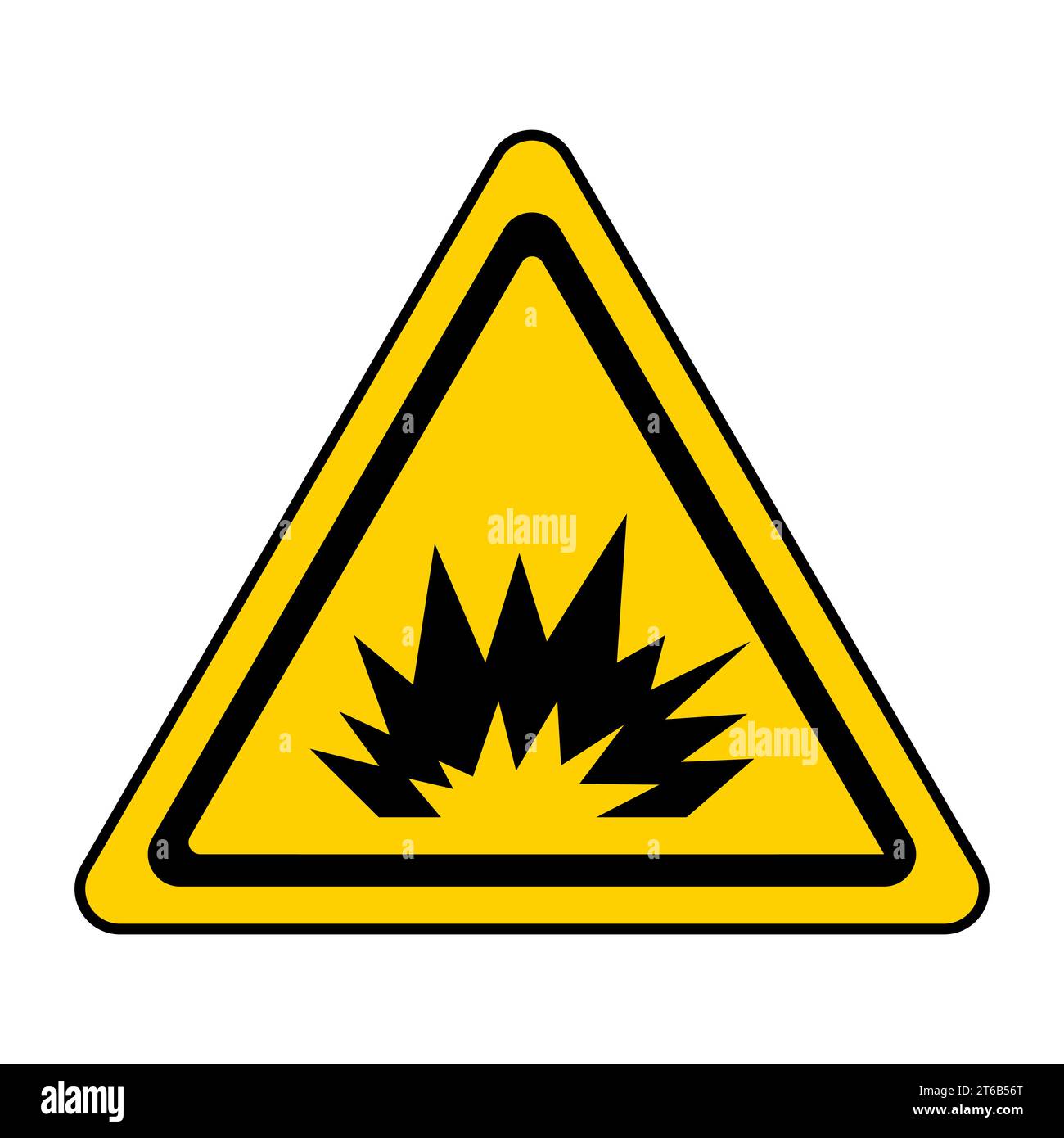 Warning sign caution explosion, triangular sign explosion indicating blasting operations Stock Vector