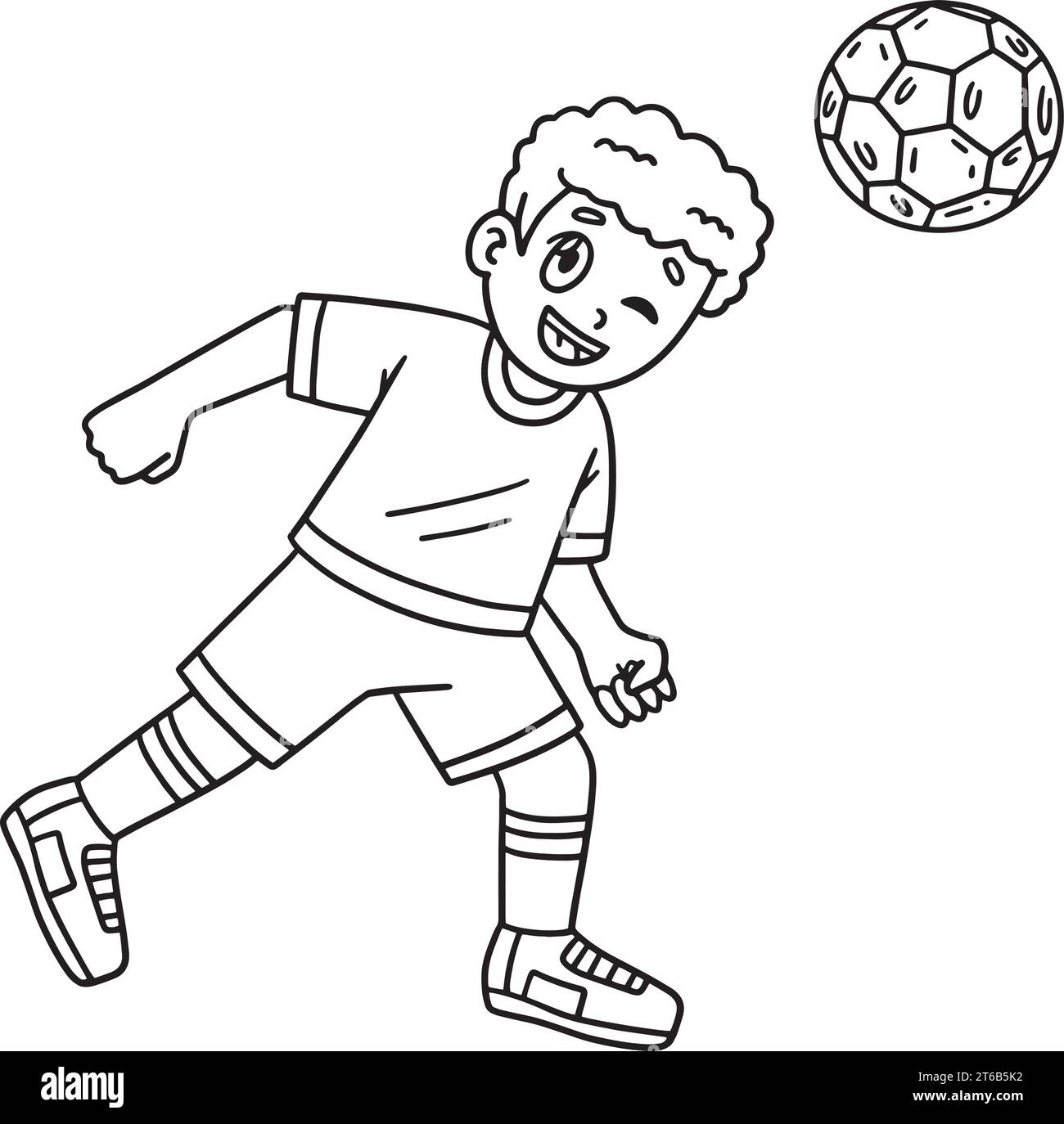 Boy Hitting Soccer Ball with Head Isolated Stock Vector Image & Art Alamy