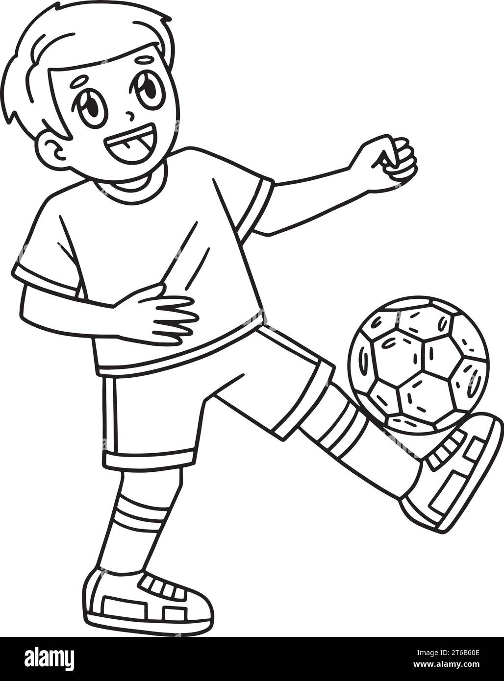Boy Balancing a Soccer Ball with a Foot Isolated Stock Vector Image