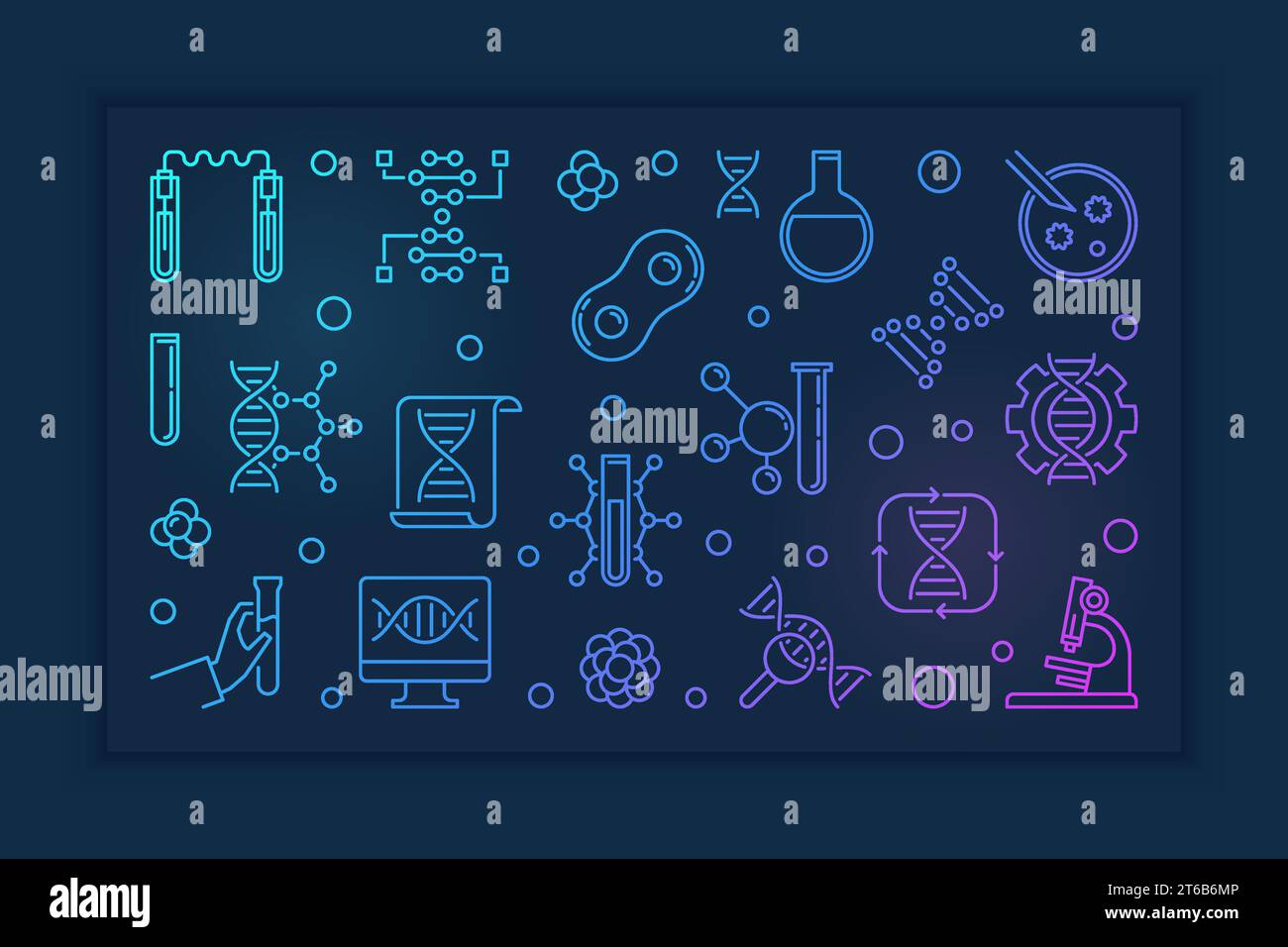 Vector Genetics and DNA concept colorful outline banner or illustration ...