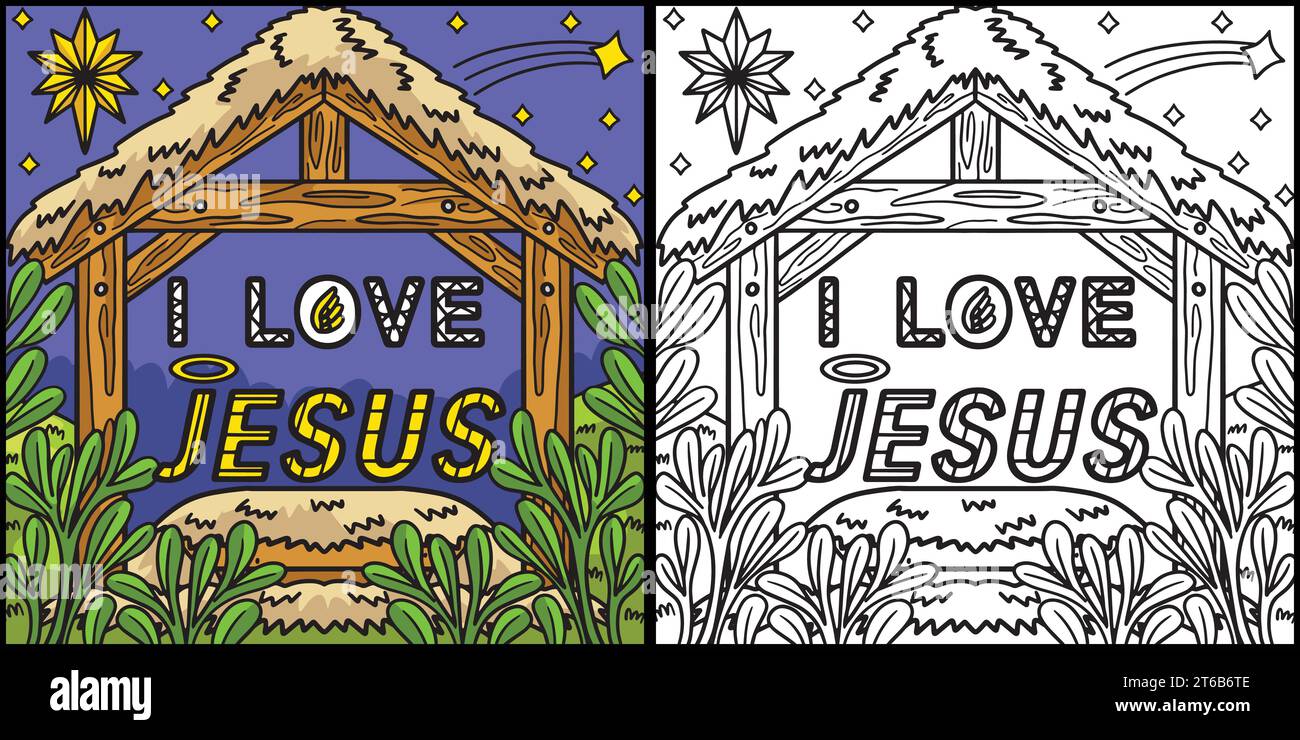 Christian I Love Jesus Coloring Page Illustration Stock Vector Image ...