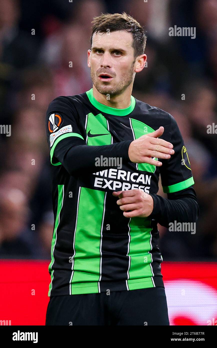 AMSTERDAM, NETHERLANDS NOVEMBER 9 Pascal Gross (Brighton & Hove Albion) looks on during the AMSTERDAM, NETHERLANDS NOVEMBER 9 Pascal Gross (Brighton & Hove Albion) looks on during the