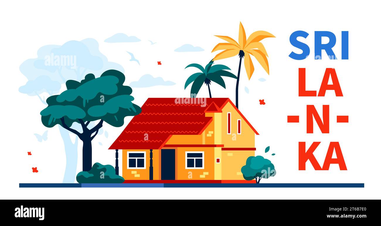 House for rent in Sri Lanka modern colored vector illustration Stock