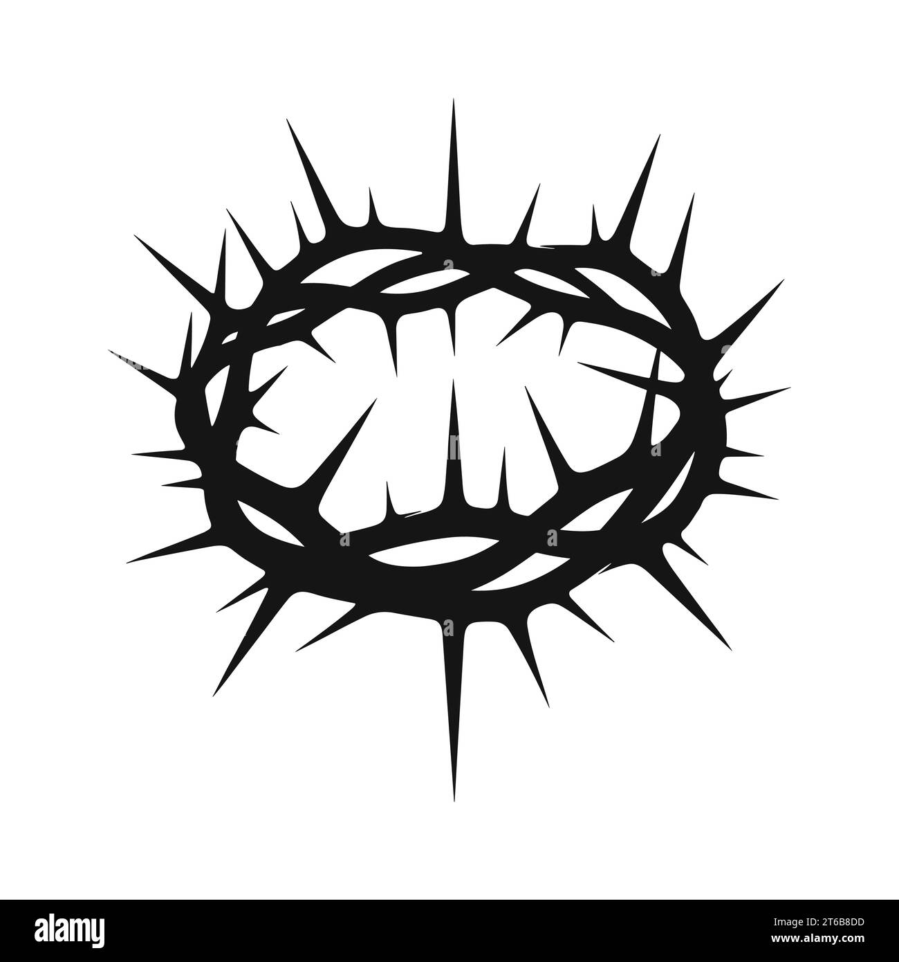 Crown of thorns icon. Black silhouette of a crown made of thorns on a ...