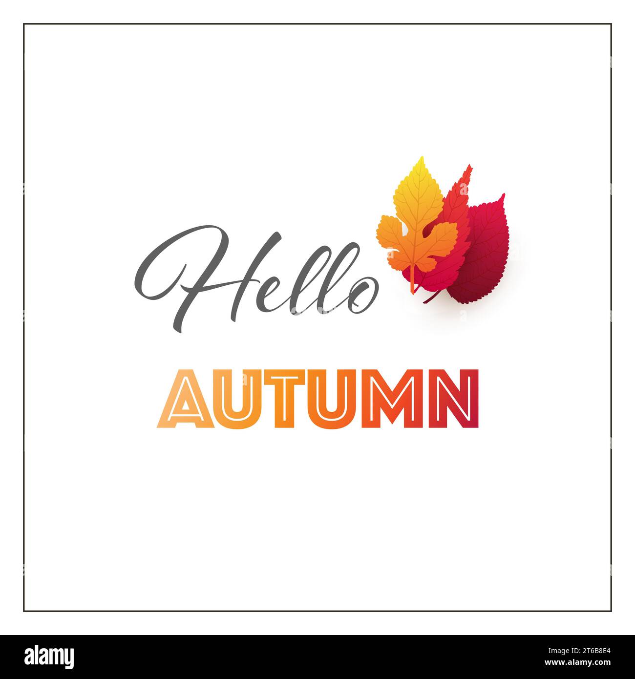 Colorful Hello Autumn Card Layout, Creative Design with Red and Golden ...