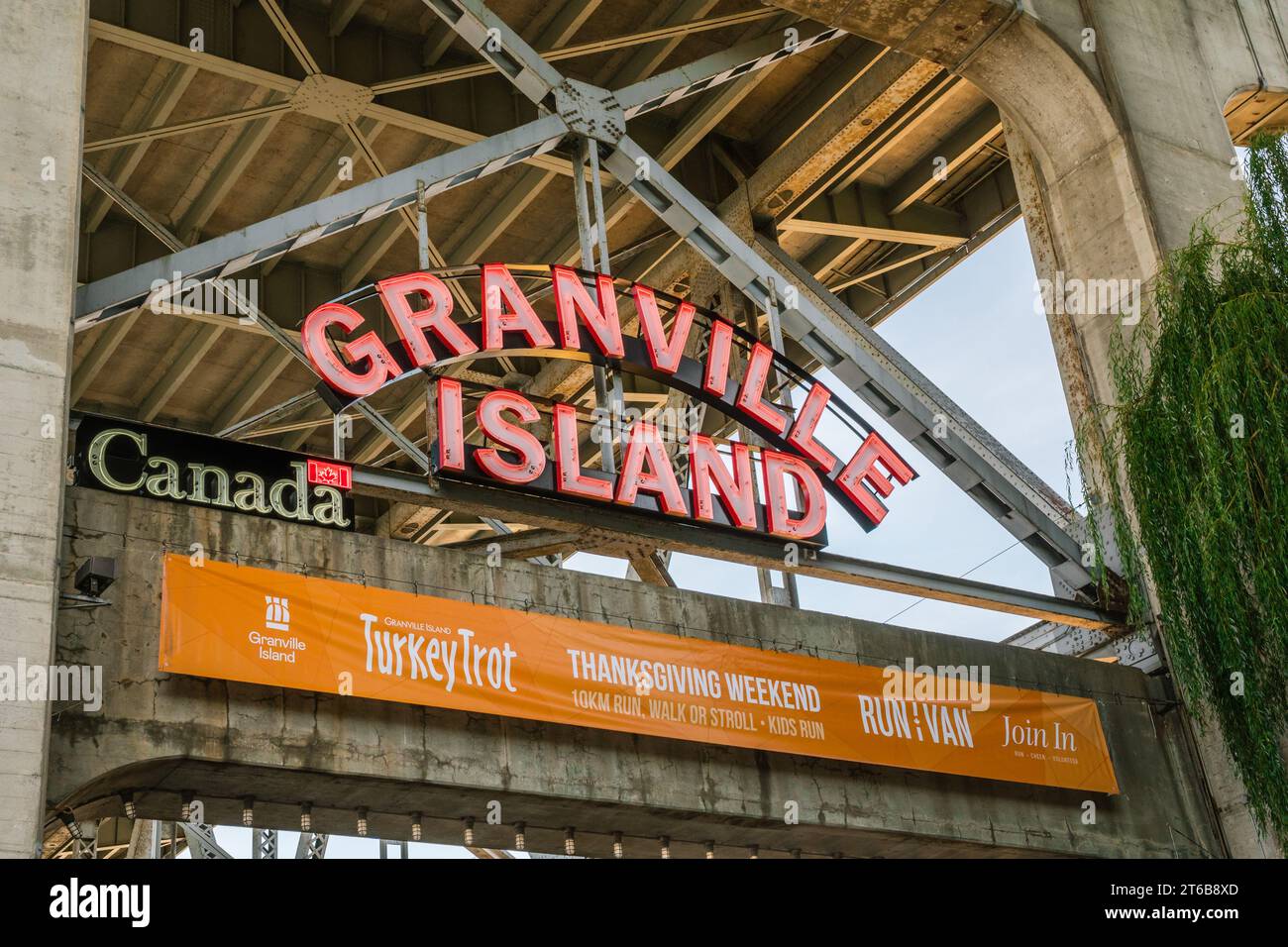 Vancouver, BC, Canada, October 7, 2023: Granville Island sign, a public market and tourist attraction. Stock Photo