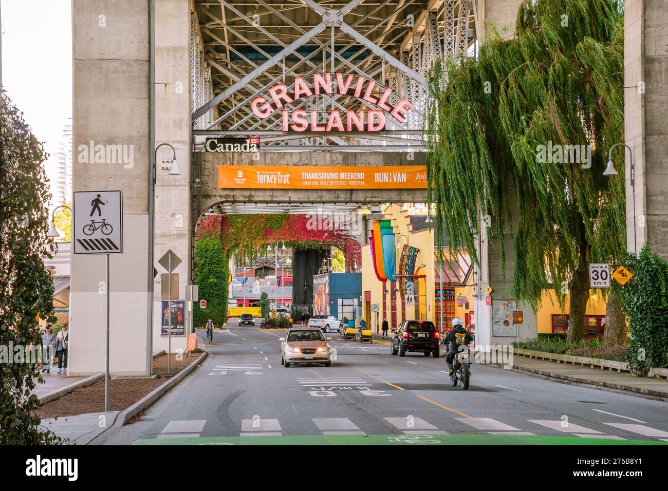 Vancouver, BC, Canada, October 7, 2023: Granville Island sign, a public market and tourist attraction. Stock Photo