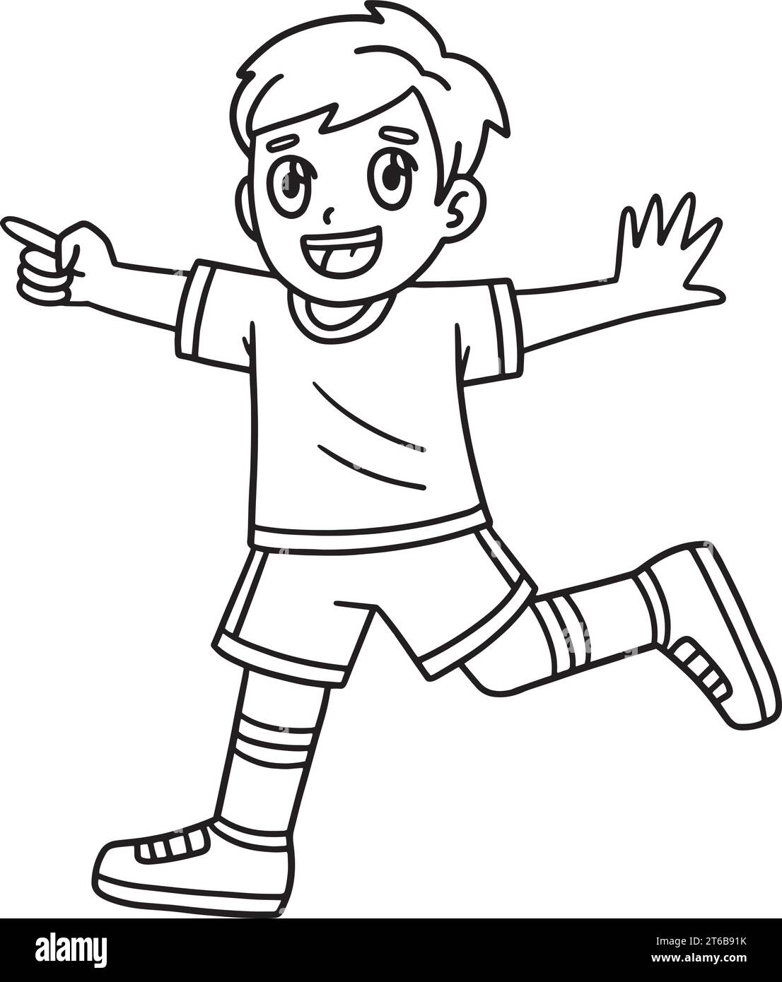 Happy Boy Playing Isolated Coloring Page for Kids Stock Vector Image ...