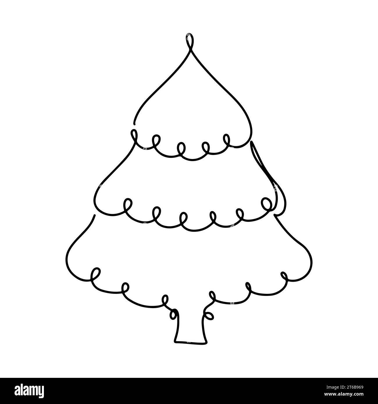 Beautiful Christmas tree.in single line style. One continuous line