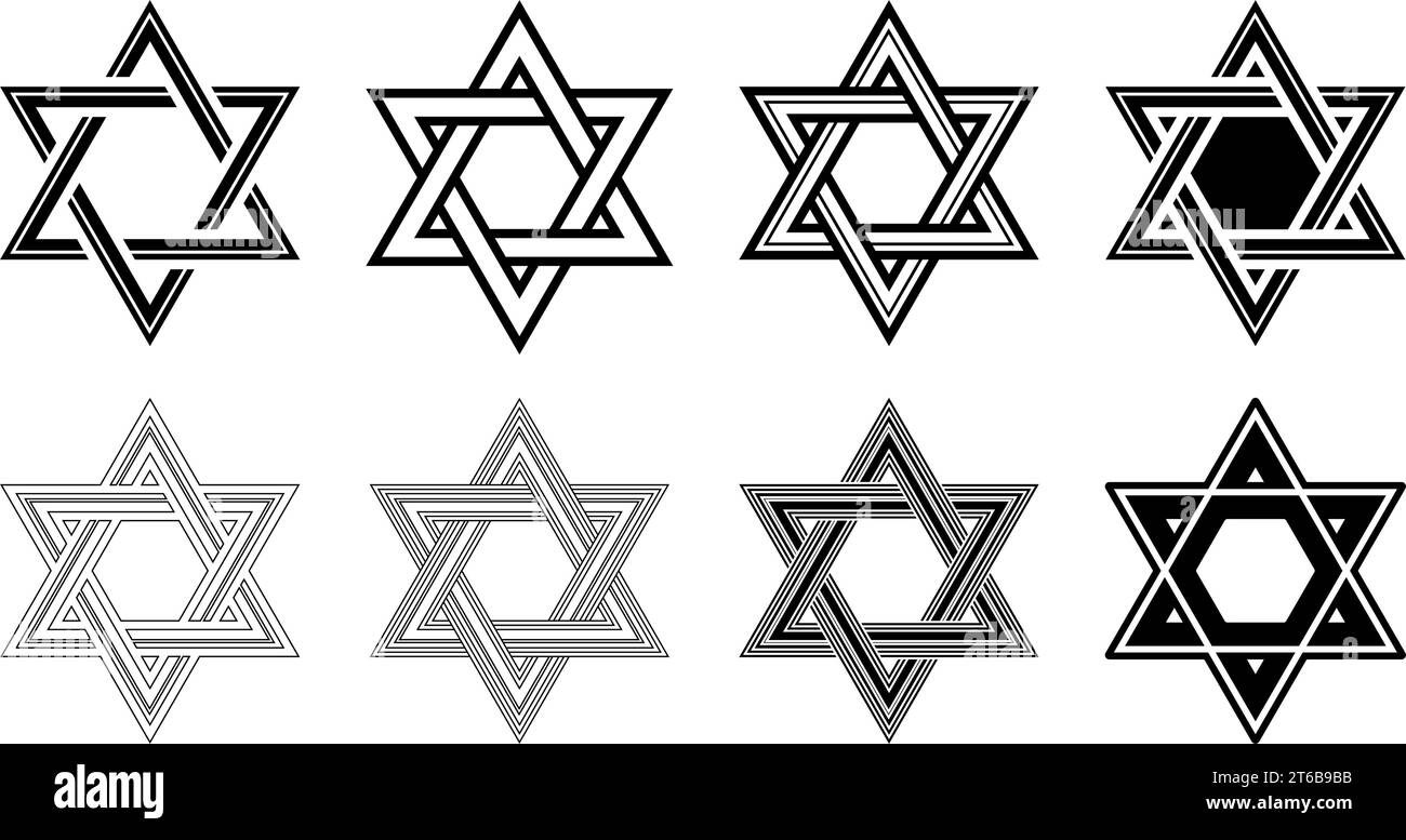 Star of David icon set. Symbol of Judaism. Vector illustration Stock Vector