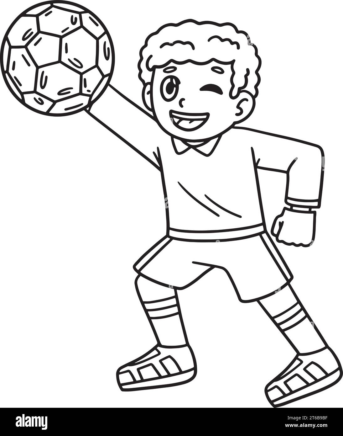Soccer Boy Goal Keeper Isolated Coloring Page Stock Vector Image &amp; Art ...