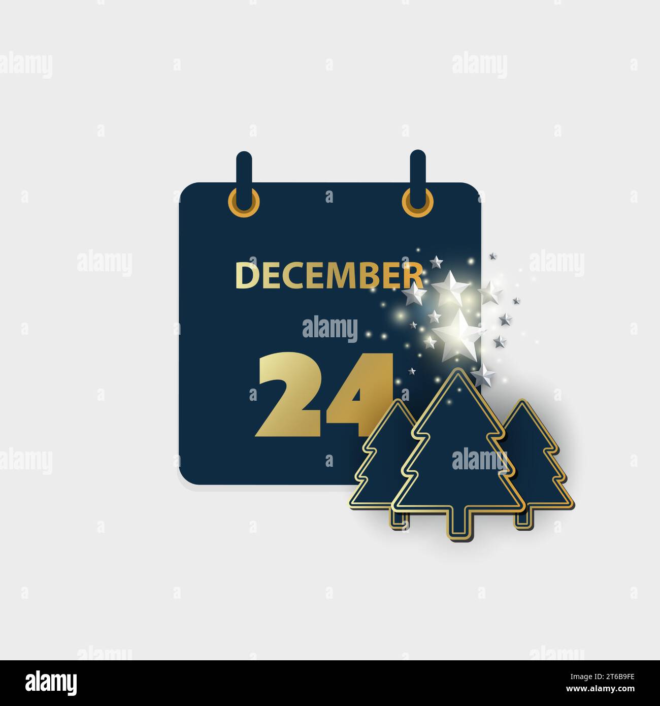 Golden Calendar Page Design for Day 24th of December, Christmas Eve ...