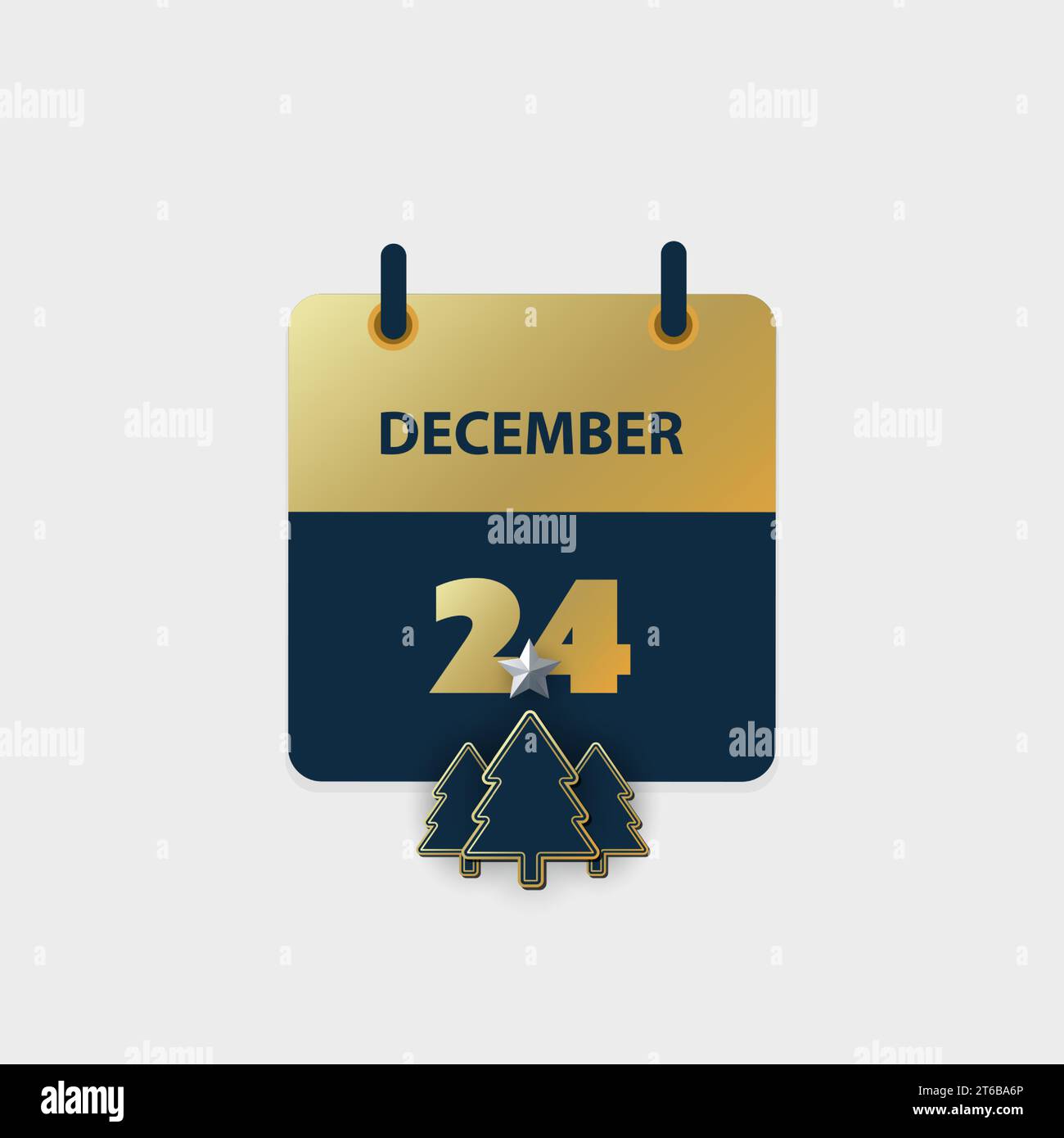 Golden Calendar Page Design for Day 24th of December, Christmas Eve