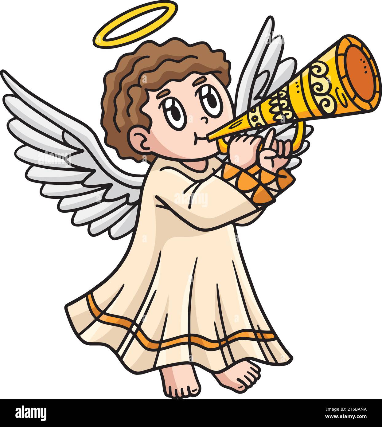 Christian Angel Blowing Trumpet Cartoon Clipart Stock Vector