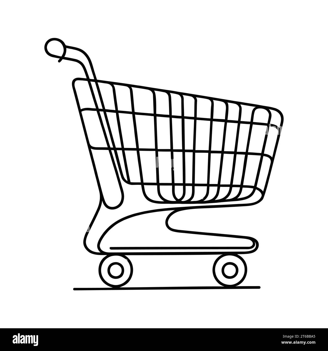 Shopping cart in one line style isolated. Vector illustration Stock ...