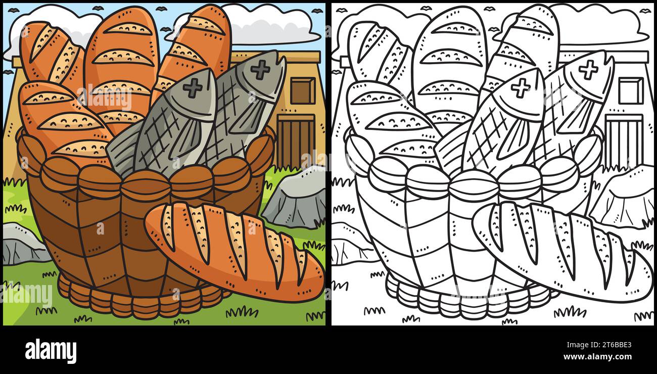 Christian Five Loaves and Two Fish Illustration Stock Vector Image ...