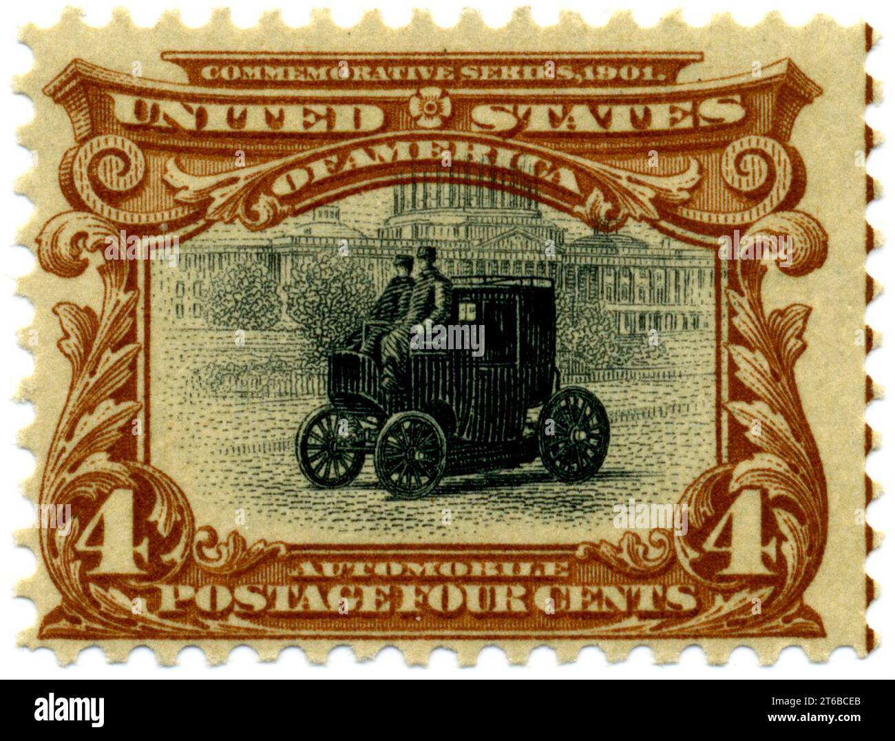 US stamp 1901 Pan Am 4c Automobile Stock Photo
