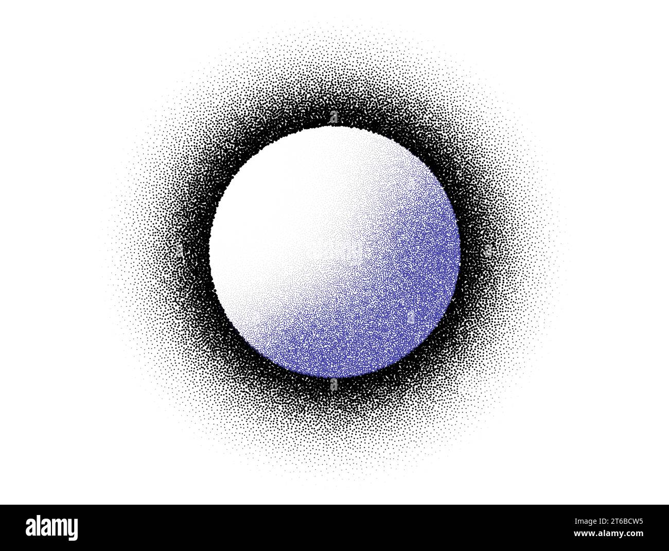 Dotwork moon pattern background. Black noise stipple dots. Dotted