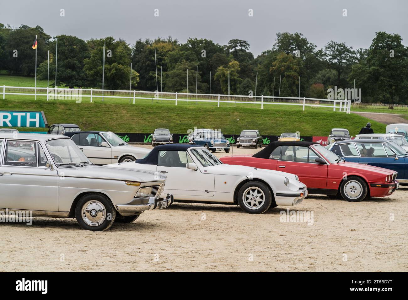 Chester, Cheshire, England, September 30th 2023. Side-view of a classic car display, automotive lifestyle editorial illustration. Stock Photo