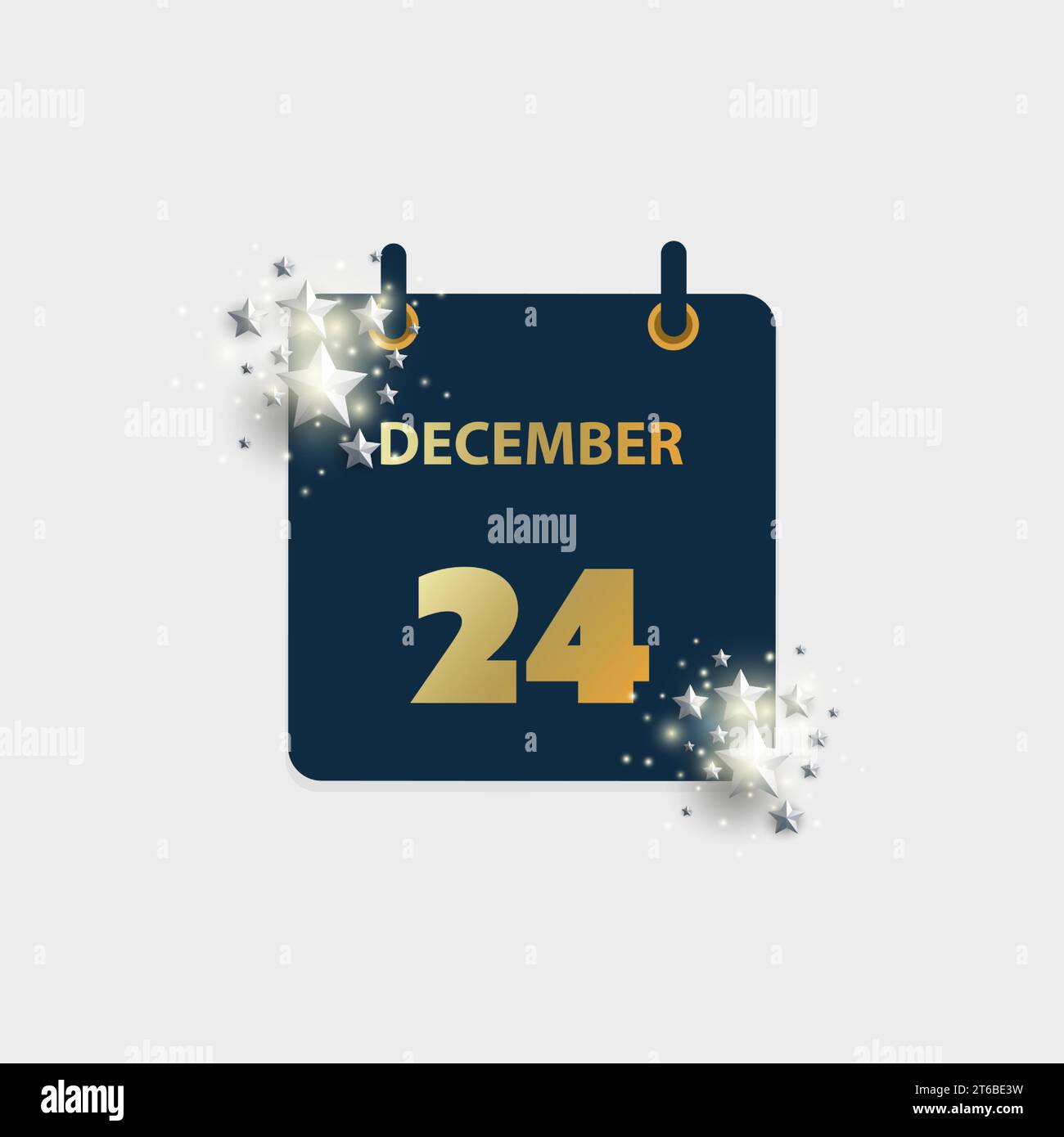 Golden Calendar Page Design for Day 24th of December, Christmas Eve