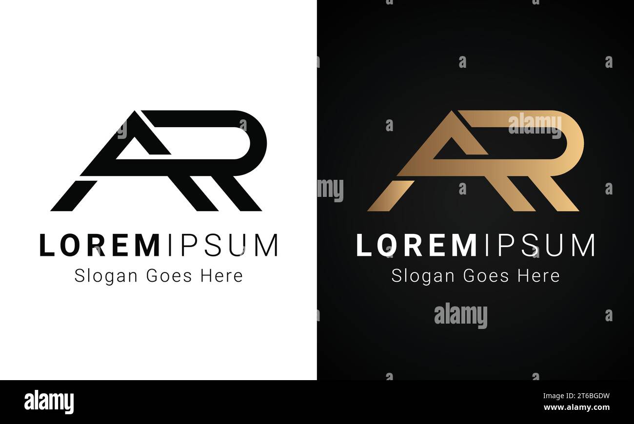 Luxury Initial AR or RA Monogram Text Letter Logo Design Stock Vector