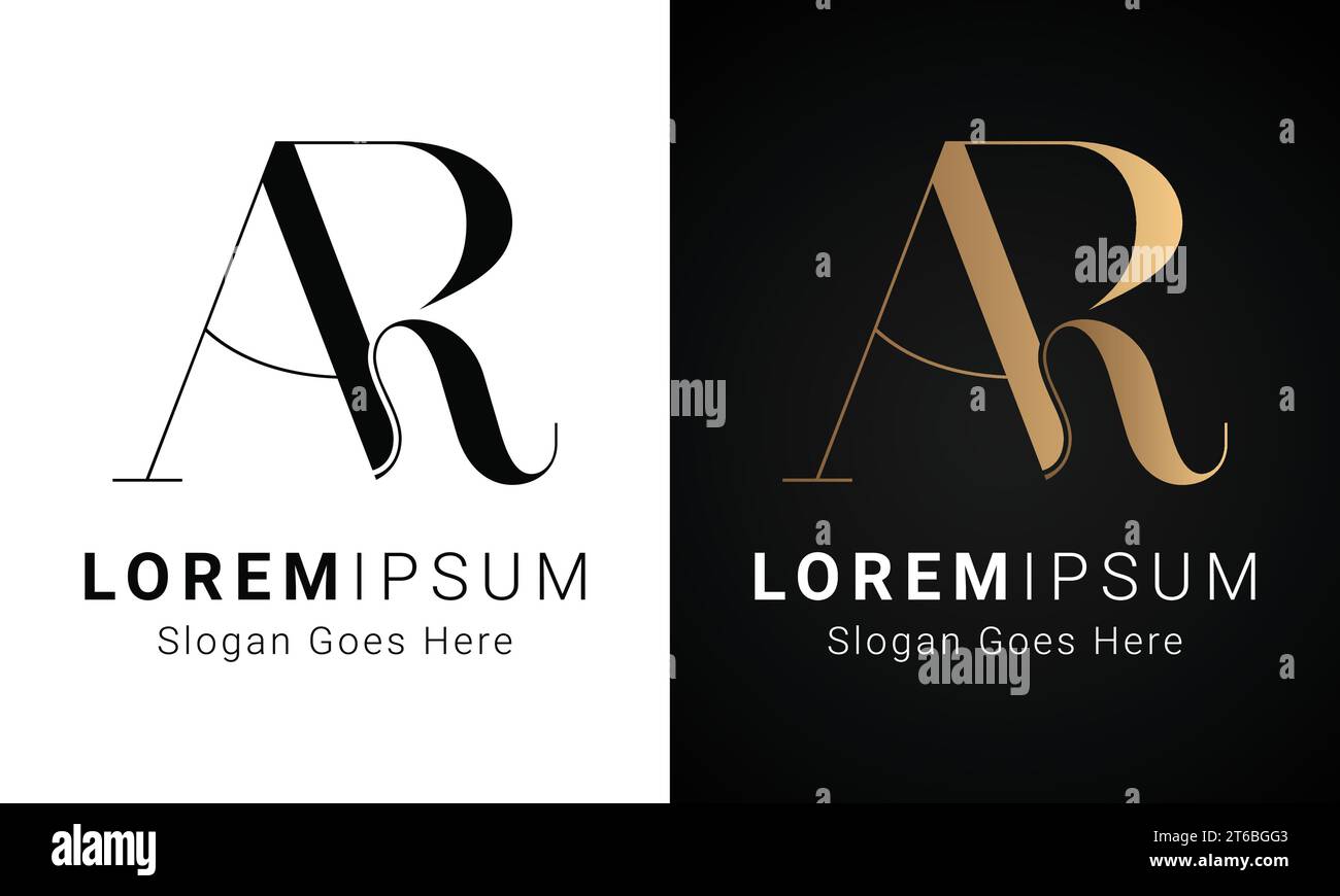 Luxury Initial AR or RA Monogram Text Letter Logo Design Stock Vector