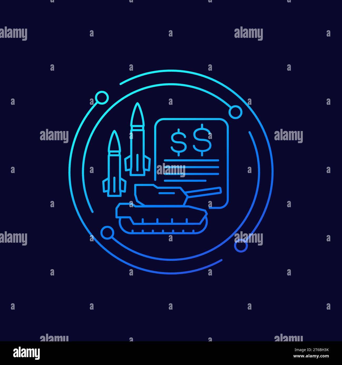 military spending, defence budget line icon Stock Vector