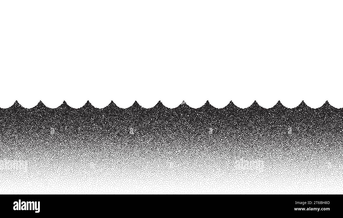 Dotwork wave pattern background. Black noise stipple dots. Dotted vector Stock Vector