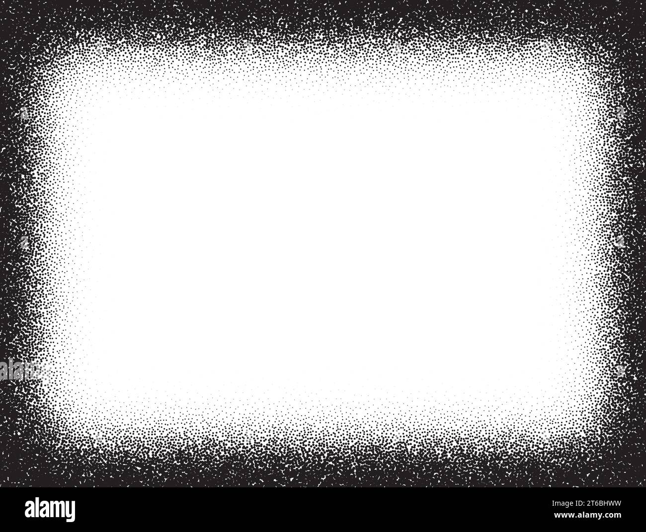 Dotwork frame pattern background. Black noise stipple dots. Dotted vector Stock Vector