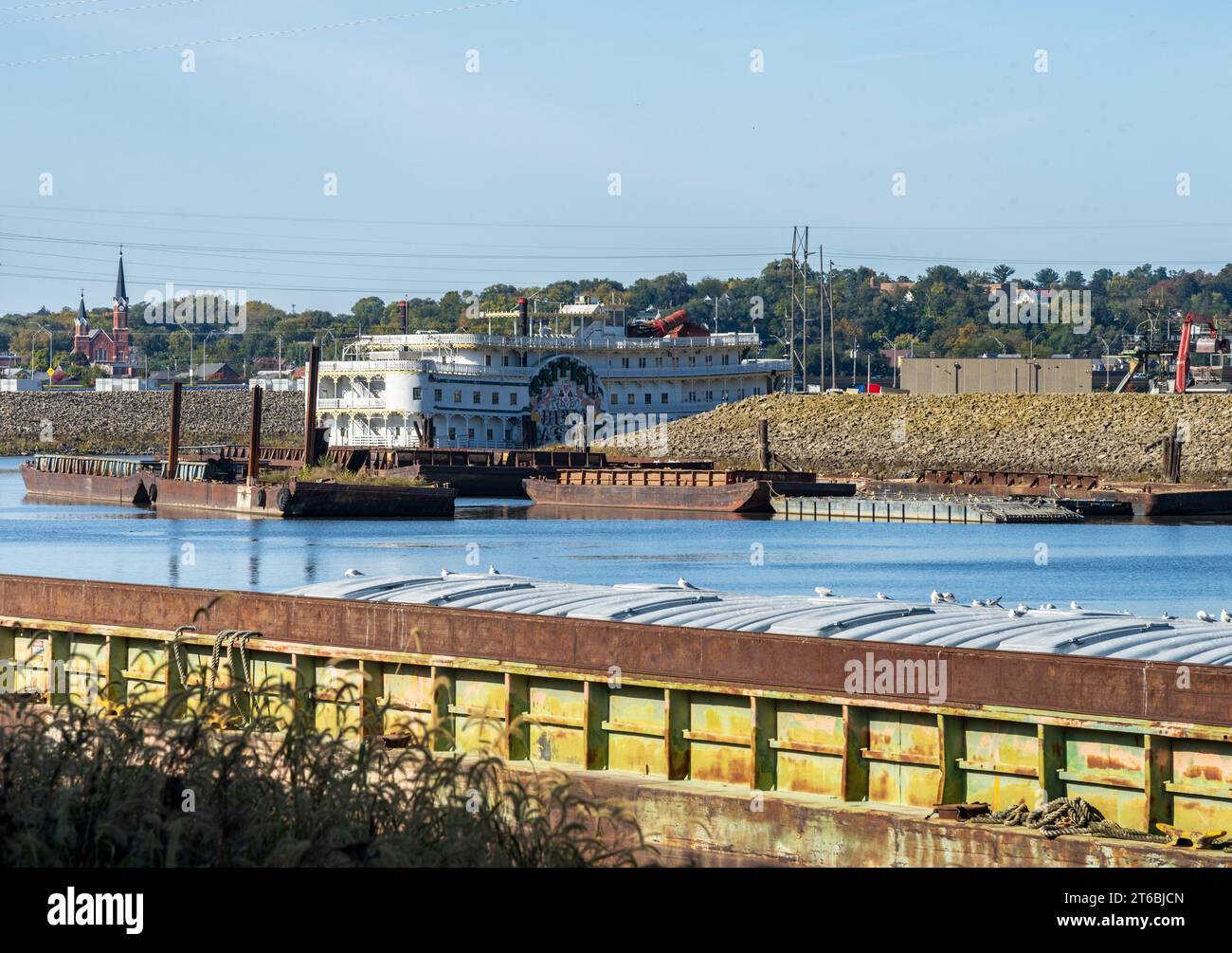 Dubuque, IA 17 October 2023Abandoned traditional river boat and