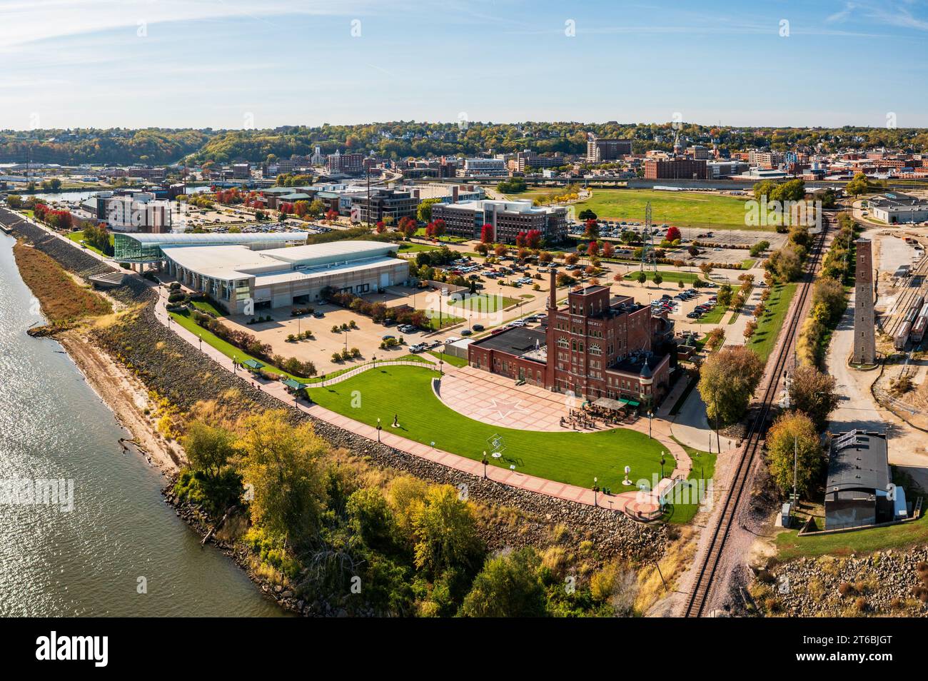 Dubuque, IA 17 October 2023 Aerial view of historic Dubuque Star