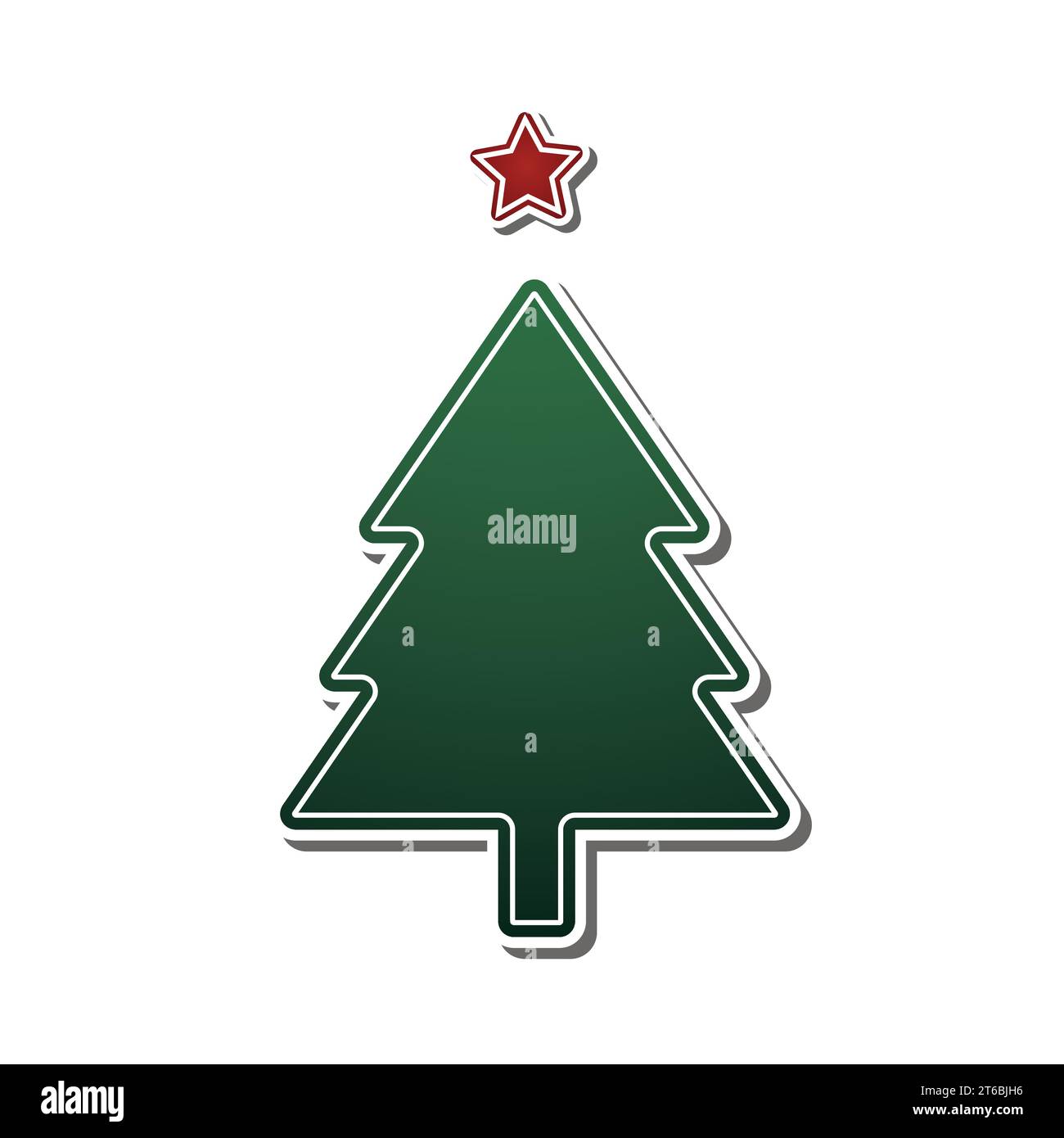 Simple Green Christmas Tree Isolated on White - Holiday Background, Multi Purpose Design Element in Editable Vector Format Stock Vector