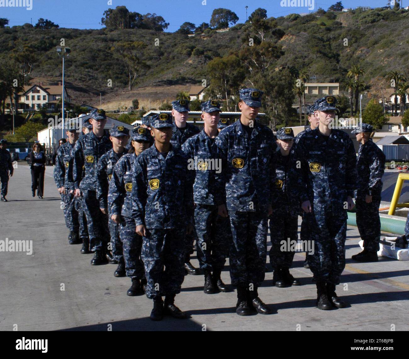 USN Sea Cadet Corps participants prior to boarding the USS Jefferson City (SSN 759) Stock Photo