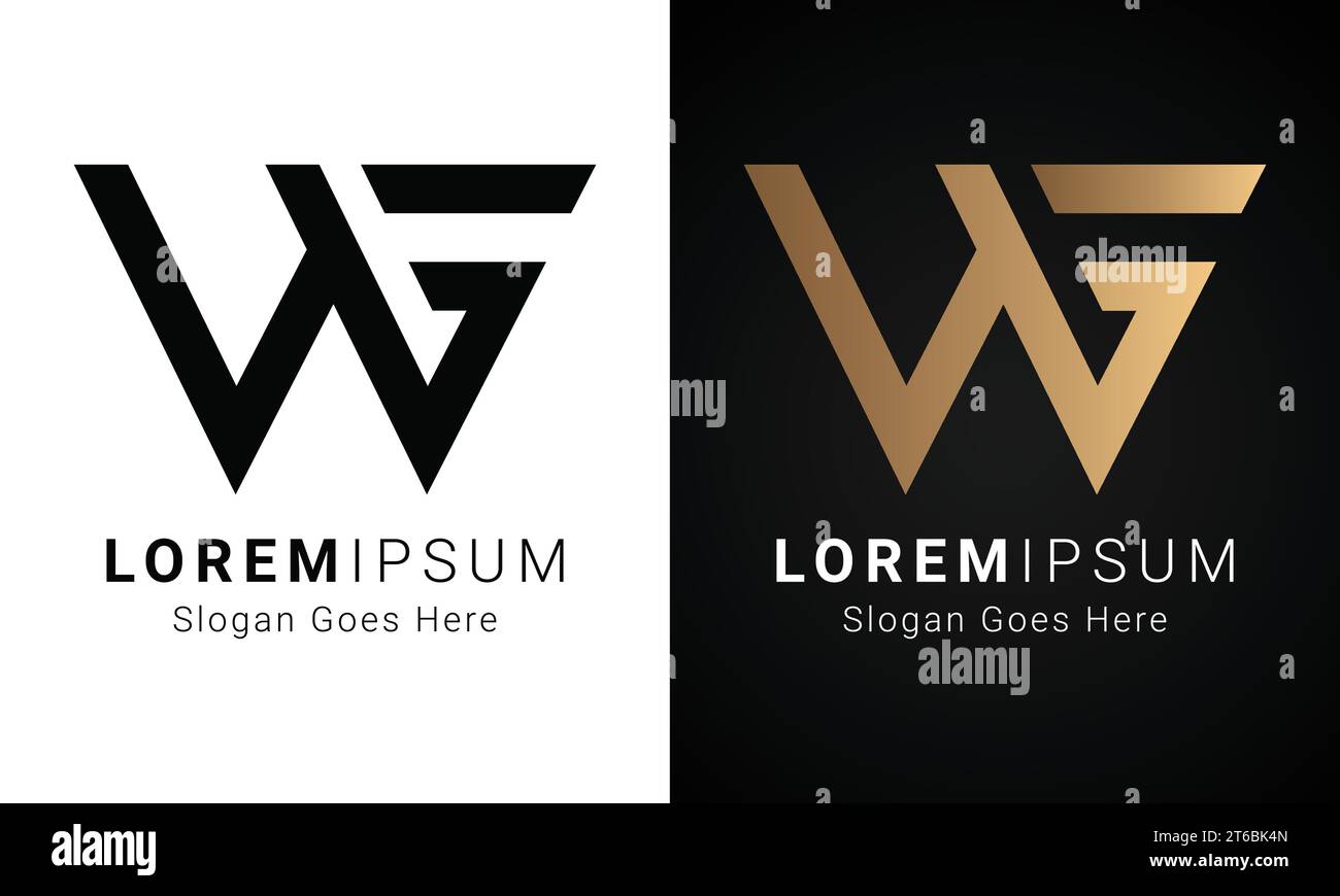 Luxury Initial FW or WF Monogram Text Letter Logo Design Stock Vector