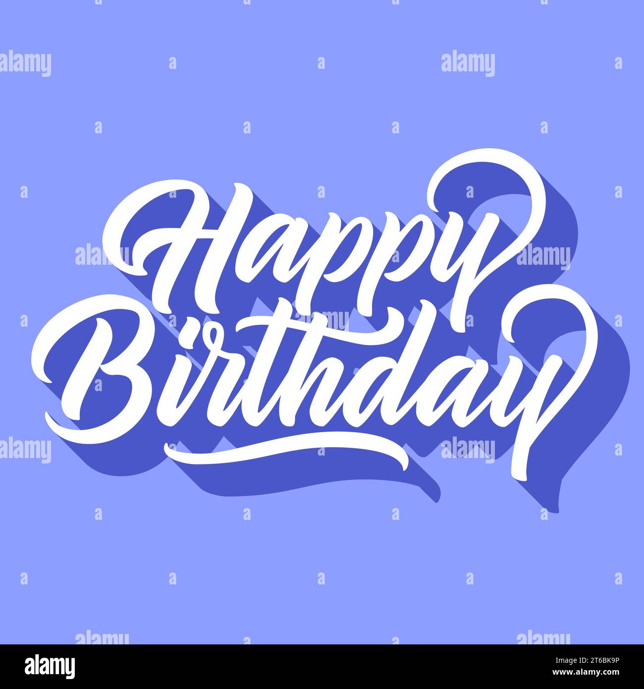 Happy birthday hand lettering with 3d shadow, on retro blue background ...
