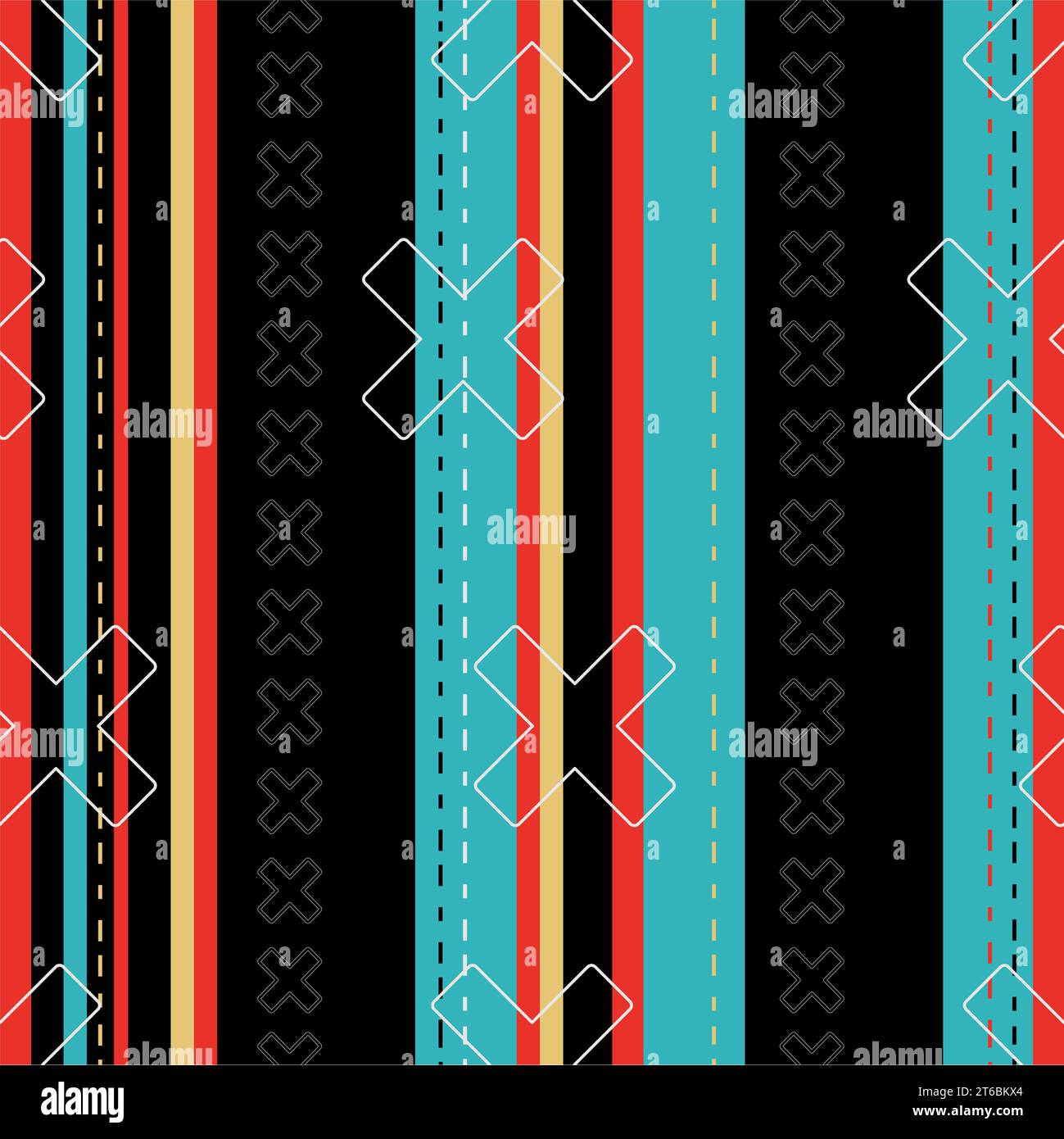 X and lines colorful modern  seamless pattern Stock Vector