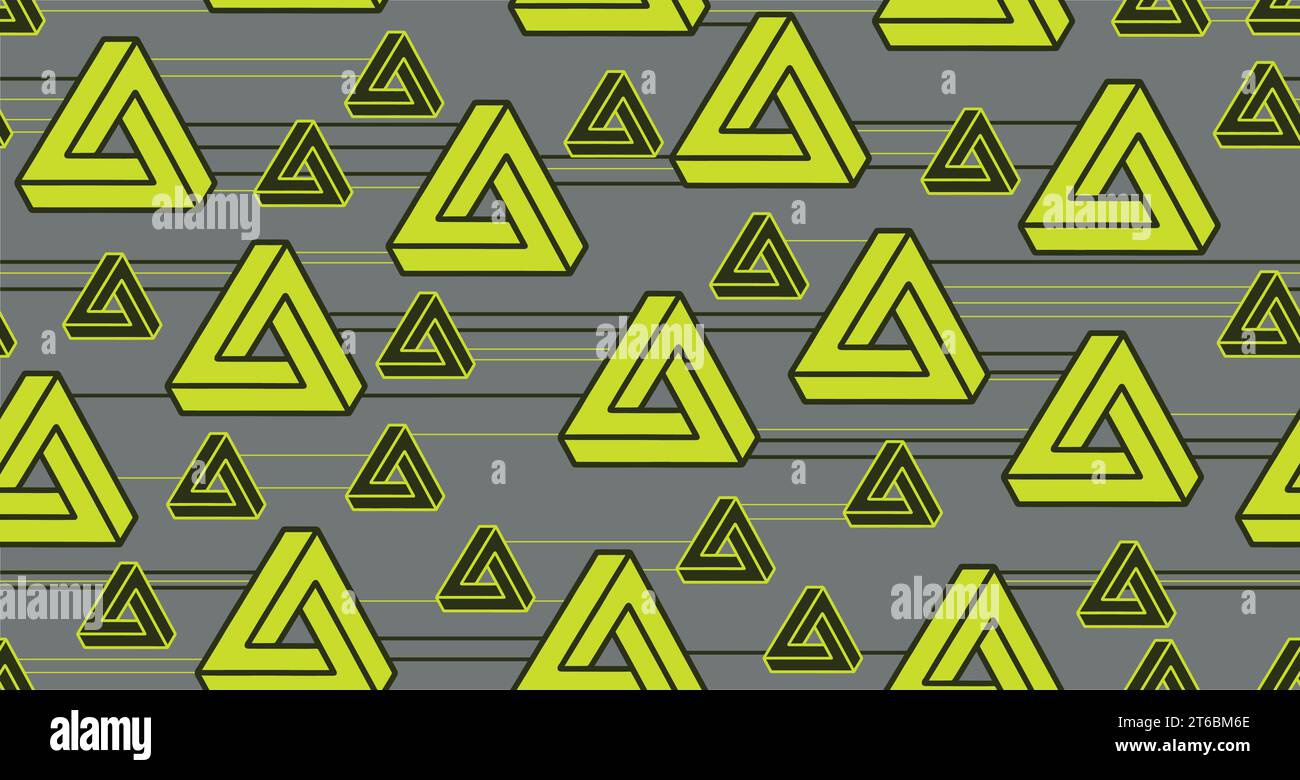 modern triangle and lines illusion seamless pattern Stock Vector